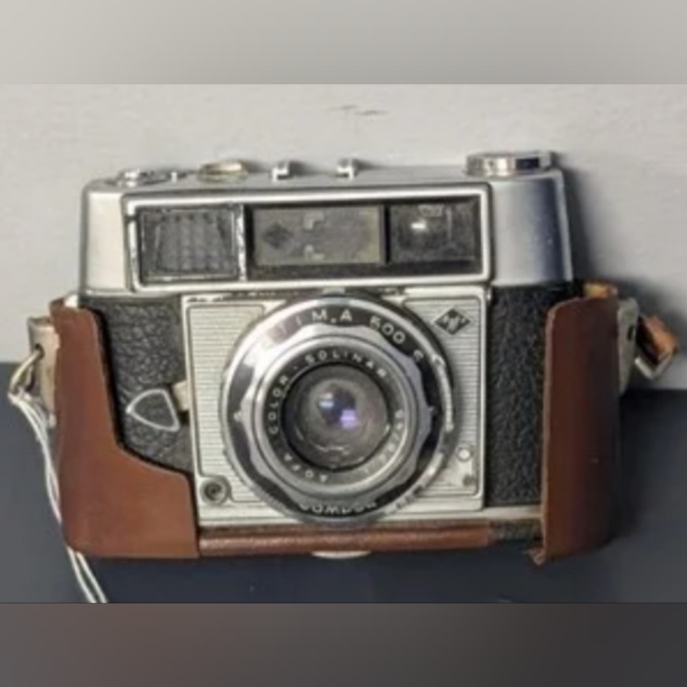 Vintage 1950s-1960s Agfa Optima Compur 35mm Film Camera w Leather Case